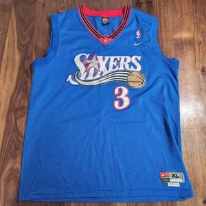 Nike Team NBA Allen Iverson 76ers Sixers #3 Mens XL +2 Vintage Basketball Jersey